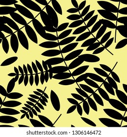 Seamless pattern with leaves. Decorative colored wallpaper, good for printing. Background, texture with decor elements, lines and shapes. Wallpaper and fabric design.