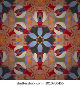 Seamless pattern with leaves. Decorative floral elements for invitation and postcard design. Figure for textiles. Background for poster or cover. Cute elegant flowers Vector illustration.