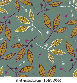 Seamless pattern with leaves. Decorative floral background
