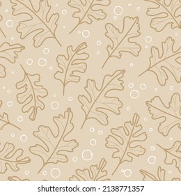 Seamless pattern with leaves. Decorative light brown background. Vector illustration.