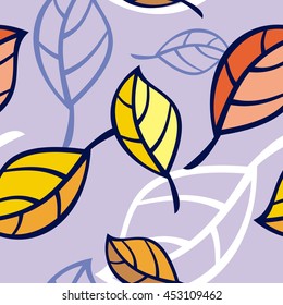 Seamless pattern with leaves. Design element for advertisements, logo, banners, labels, prints, posters, web, presentation, invitations, weddings, greeting cards, albums. Vector clip art.