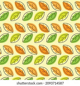 seamless pattern of leaves with different colors