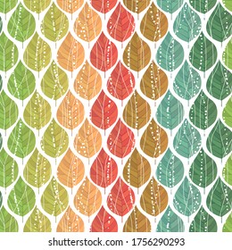 Seamless pattern with leaves. Different seasons