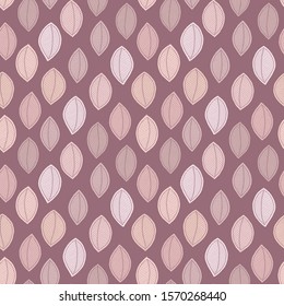 Seamless pattern with leaves in doodle style. Violet background. Perfect for wallpaper, gift paper, pattern fills, web page background, autumn greeting cards.