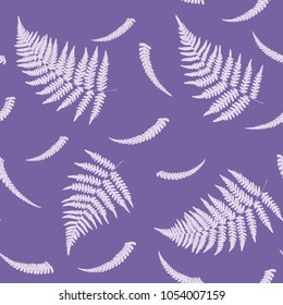 Seamless pattern from the leaves of ferns. Color - ultraviolet. Vector illustration.