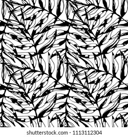 Seamless pattern with leaves. Floral background texture. Fabric design