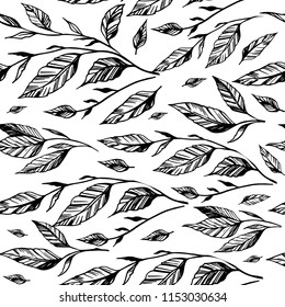 Seamless pattern with leaves. Floral background. Vector