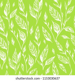 Seamless pattern with leaves. Floral background. Vector