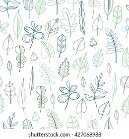 Seamless pattern with leaves, floral background. Vector