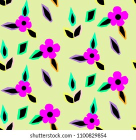 seamless pattern with leaves and flowers