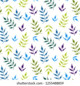 Seamless pattern with leaves and flowers