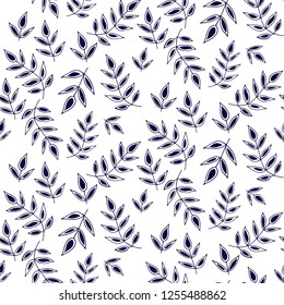 Seamless pattern with leaves and flowers