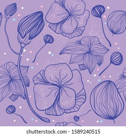 Seamless pattern with leaves and flowers