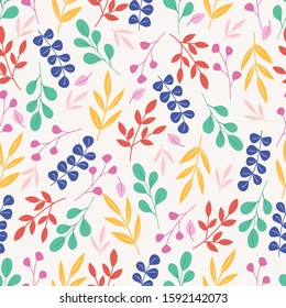 Seamless pattern with leaves and flowers