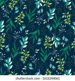 Seamless pattern with leaves and flowers