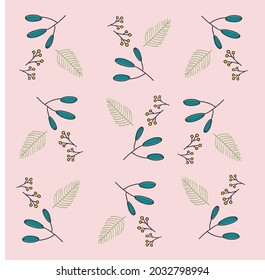 seamless pattern with leaves and flowers