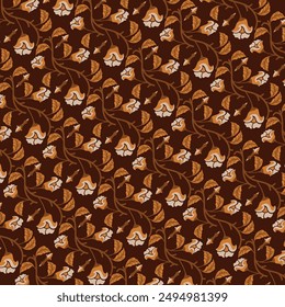 Seamless Pattern Of leaves and flowers