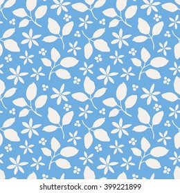 seamless pattern with leaves and flowers