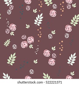 Seamless pattern with leaves and flowers