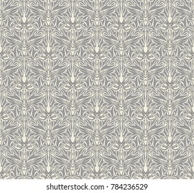 Seamless pattern with leaves and flowers. Abstract modern vector floral background.