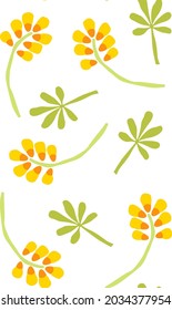 Patrón sin foco - hojas y flores. Ilustración infantil.