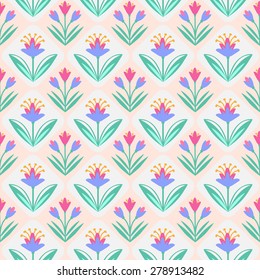 Seamless pattern with leaves and flowers, decorative floral texture
