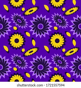 seamless pattern with leaves and flowers doodling style