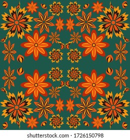 nahtloses Muster mit Blättern und Blumen im Doodstyle