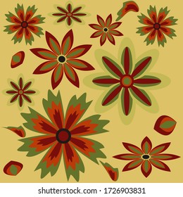 nahtloses Muster mit Blättern und Blumen im Doodstyle