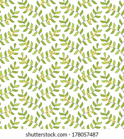 Seamless pattern of leaves and flowers. Floral print. Plant pattern. wedding invitation  with the ornament of branches. leaves and  flowers. Fresh white floral background
