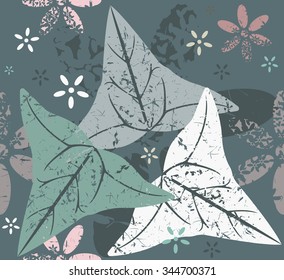 Seamless Pattern With Leaves And Flowers.Template for your designs.