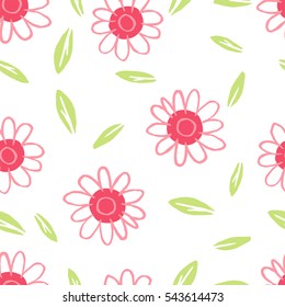 Seamless pattern with leaves. Flowers vector illustration.