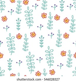 Seamless pattern with leaves. Flowers vector illustration.