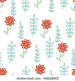 Seamless pattern with leaves. Flowers vector illustration.