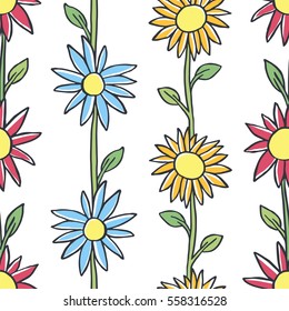 Seamless pattern with leaves. Flowers vector illustration. Background for poster or cover. Figure for textiles. 
