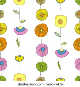 Seamless pattern with leaves. Flowers vector illustration. Background for poster or cover. Figure for textiles.