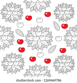Seamless pattern leaves and fruits. Illustration for fabrics, phone case paper, gift packaging, textiles, interior design, cover.