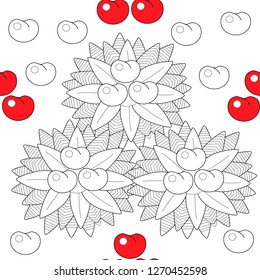 Seamless pattern leaves and fruits. Illustration for fabrics, phone case paper, gift packaging, textiles, interior design, cover.