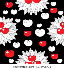 Seamless pattern leaves and fruits. Illustration for fabrics, phone case paper, gift packaging, textiles, interior design, cover.