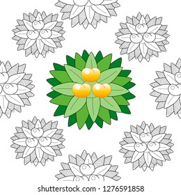 Seamless pattern leaves and fruits. Illustration for fabrics, phone case paper, gift packaging, textiles, interior design, cover.