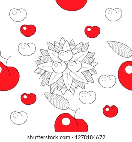 Seamless pattern leaves and fruits. Illustration for fabrics, phone case paper, gift packaging, textiles, interior design, cover.