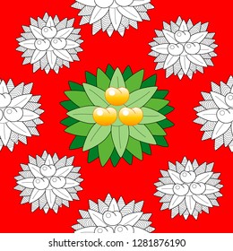 Seamless pattern leaves and fruits. Illustration for fabrics, phone case paper, gift packaging, textiles, interior design, cover.