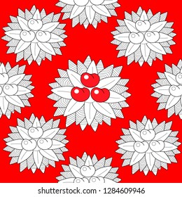 Seamless pattern leaves and fruits. Illustration for fabrics, phone case paper, gift packaging, textiles, interior design, cover.