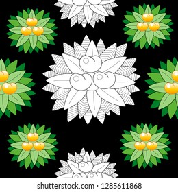 Seamless pattern leaves and fruits. Illustration for fabrics, phone case paper, gift packaging, textiles, interior design, cover.