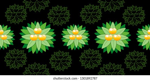 Seamless pattern leaves and fruits. Illustration for fabrics, phone case paper, gift packaging, textiles, interior design, cover.
