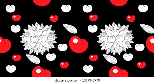 Seamless pattern leaves and fruits. Illustration for fabrics, phone case paper, gift packaging, textiles, interior design, cover.