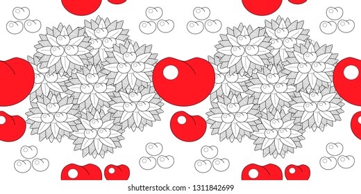 Seamless pattern leaves and fruits. Illustration for fabrics, phone case paper, gift packaging, textiles, interior design, cover.