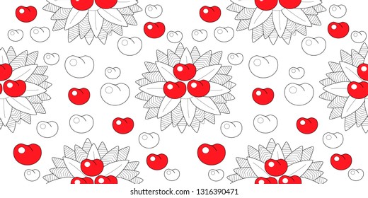 Seamless pattern leaves and fruits. Illustration for fabrics, phone case paper, gift packaging, textiles, interior design, cover.