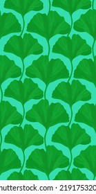 Seamless pattern with leaves of ginkgo biloba botanical vector texture. Hand drawn leaves illustration.