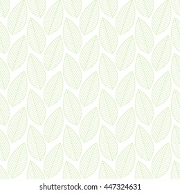 Seamless pattern of leaves. Green foliage. Transparent sheet of wood.